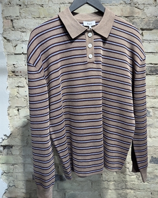 Boii - Adanne polo knit Beige/bordeaux
